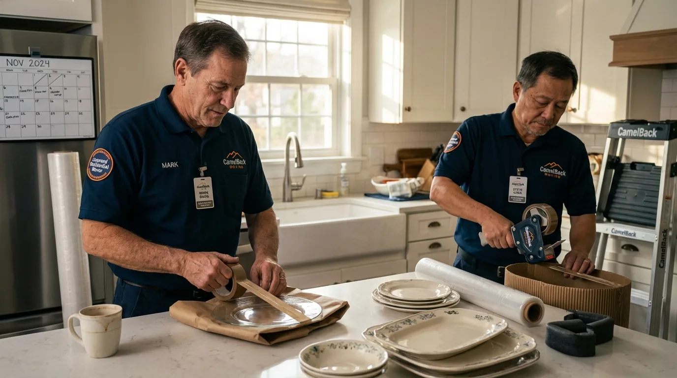 Professional crew packing kitchen dishware in Bay City, OR